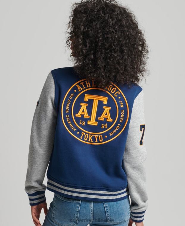mujer Superdry Armada chamarra de bombardero de jersey de béisbol universitario vintage 2R68Z5751