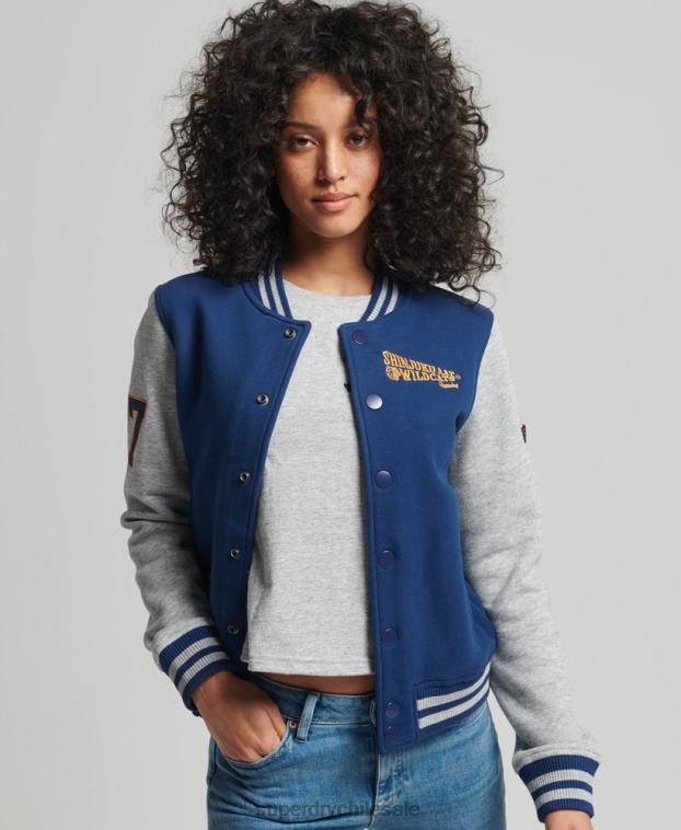 mujer Superdry Armada chamarra de bombardero de jersey de béisbol universitario vintage 2R68Z5751