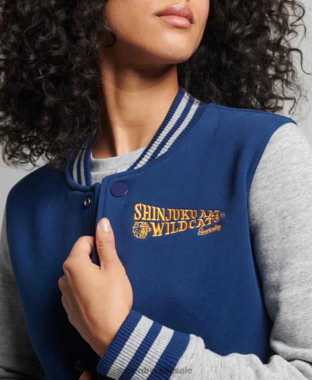 mujer Superdry Armada chamarra de bombardero de jersey de béisbol universitario vintage 2R68Z5751