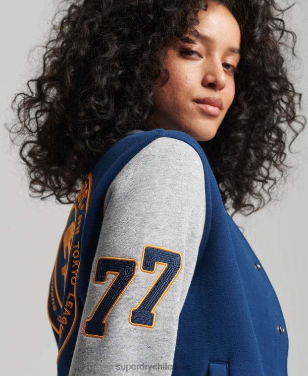 mujer Superdry Armada chamarra de bombardero de jersey de béisbol universitario vintage 2R68Z5751