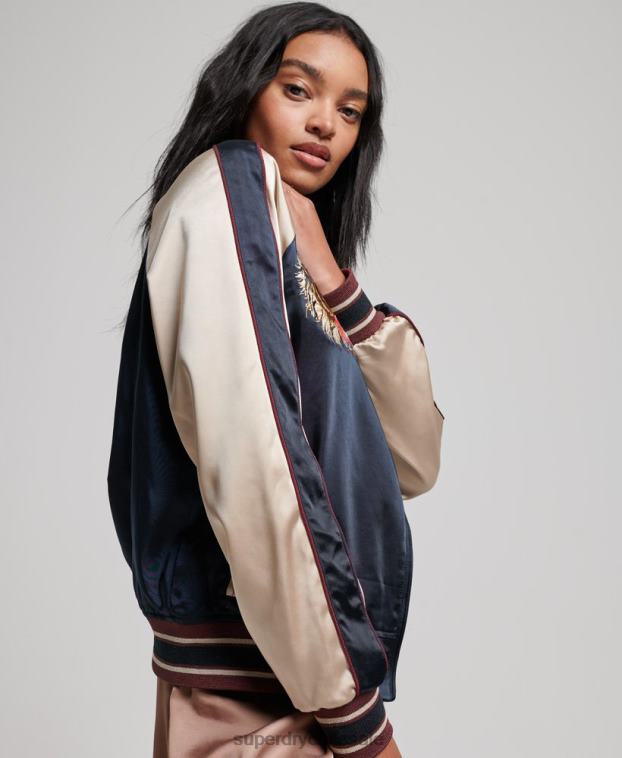mujer Superdry Armada chaqueta sukajan bordada vintage 2R68Z3512