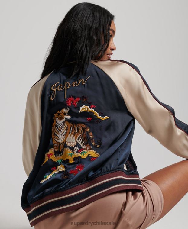 mujer Superdry Armada chaqueta sukajan bordada vintage 2R68Z3512
