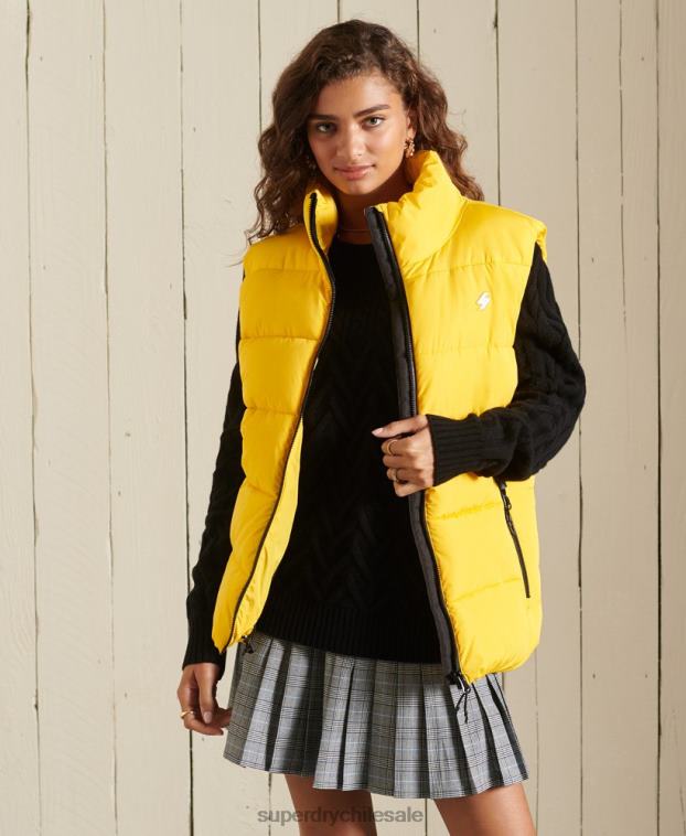 mujer Superdry amarillo chaleco deportivo acolchado oversize 2R68Z5565