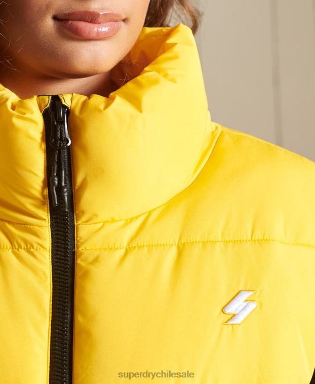 mujer Superdry amarillo chaleco deportivo acolchado oversize 2R68Z5565