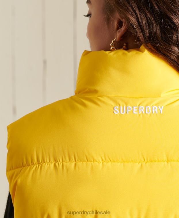 mujer Superdry amarillo chaleco deportivo acolchado oversize 2R68Z5565