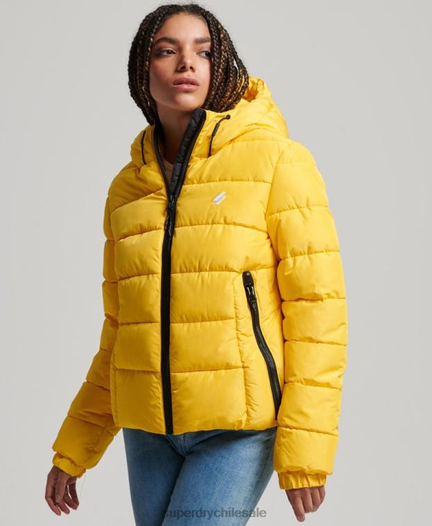 mujer Superdry amarillo chamarra acolchada Spirit Sports con capucha 2R68Z3758