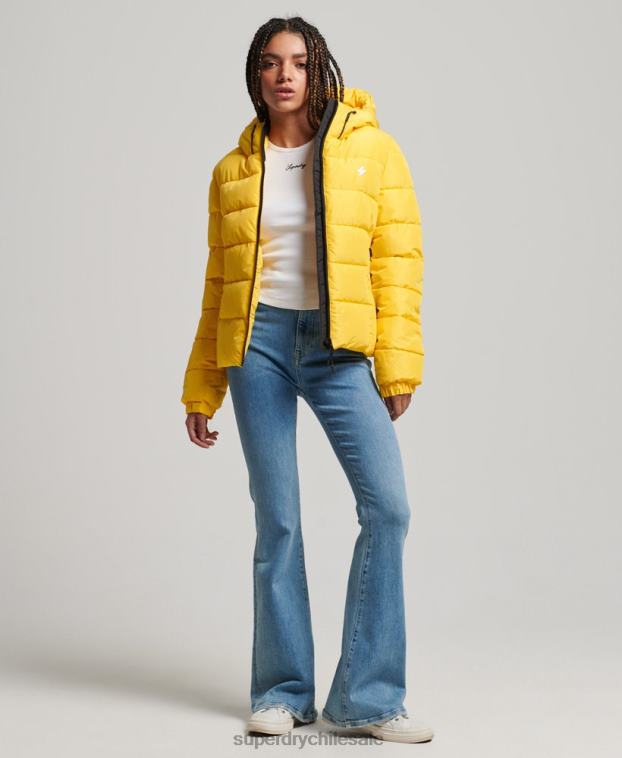 mujer Superdry amarillo chamarra acolchada Spirit Sports con capucha 2R68Z3758