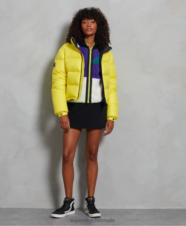 mujer Superdry amarillo chaqueta acolchada de plumón alpino de lujo 2R68Z5634