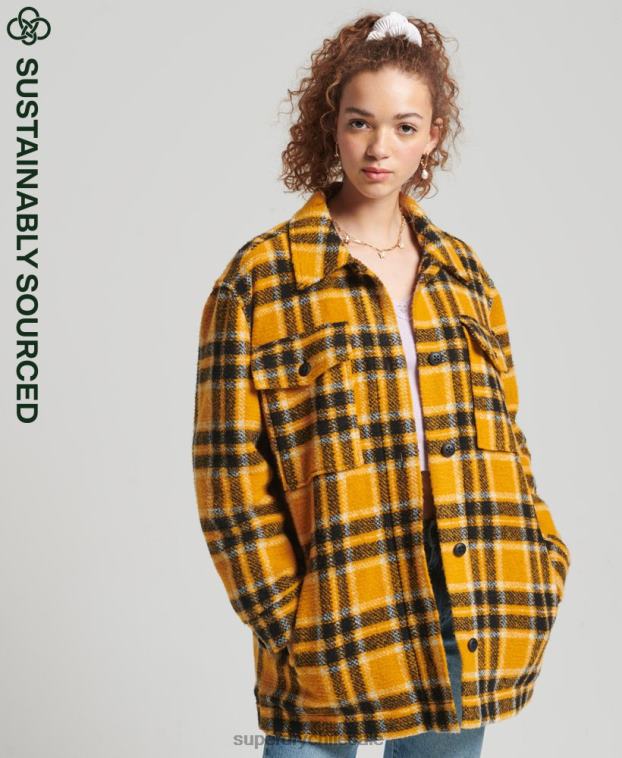 mujer Superdry amarillo sobrecamisa chaqueta 2R68Z5483