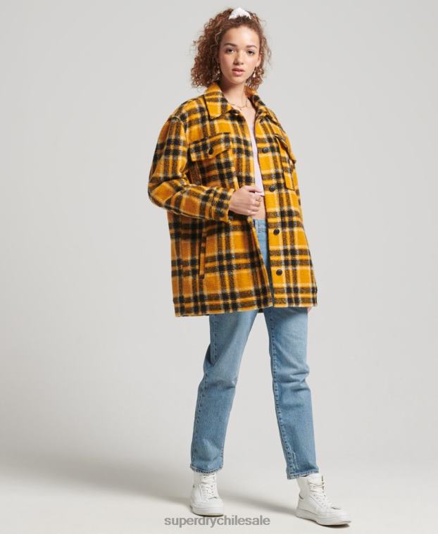mujer Superdry amarillo sobrecamisa chaqueta 2R68Z5483