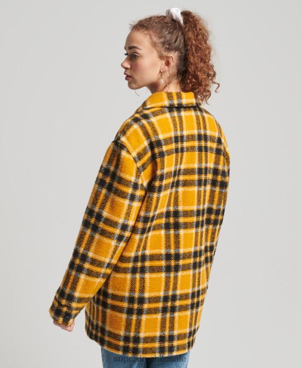 mujer Superdry amarillo sobrecamisa chaqueta 2R68Z5483