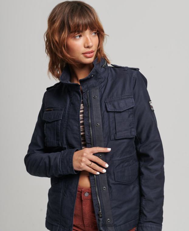 mujer Superdry azul Chaqueta militar con forro de borreguito Rookie 2R68Z5667