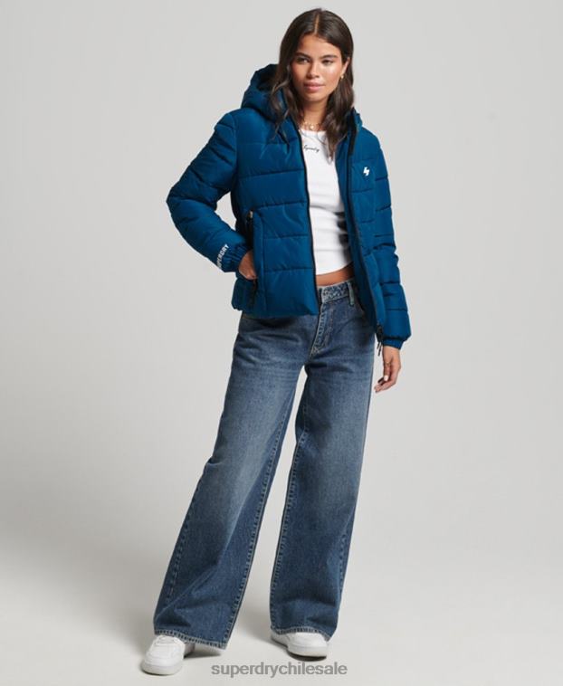 mujer Superdry azul chamarra acolchada Spirit Sports con capucha 2R68Z3723