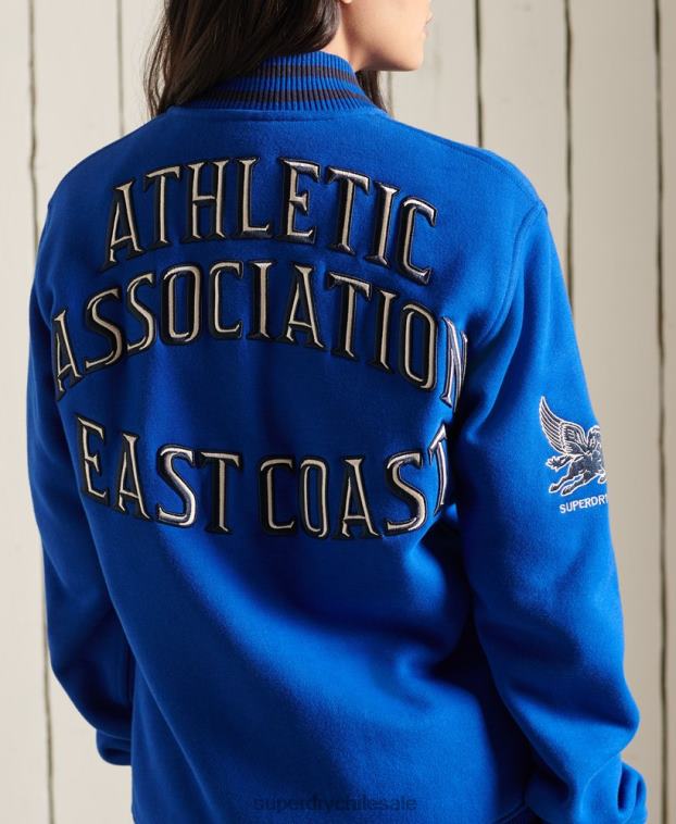 mujer Superdry azul chamarra bomber de jersey universitario extragrande 2R68Z5895