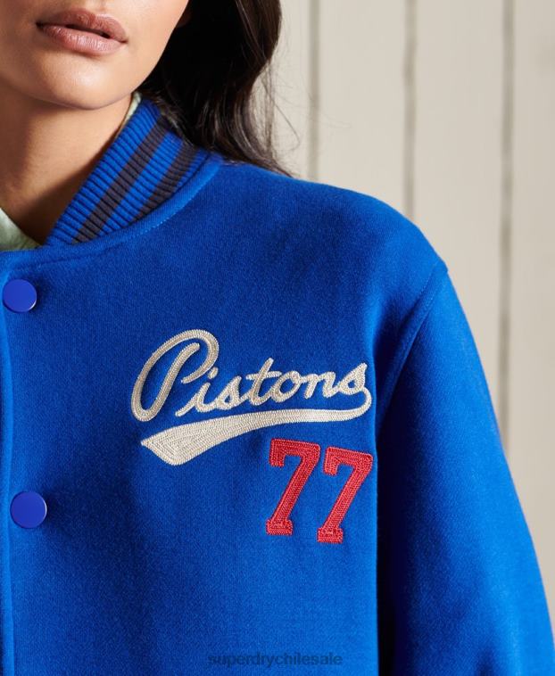 mujer Superdry azul chamarra bomber de jersey universitario extragrande 2R68Z5895