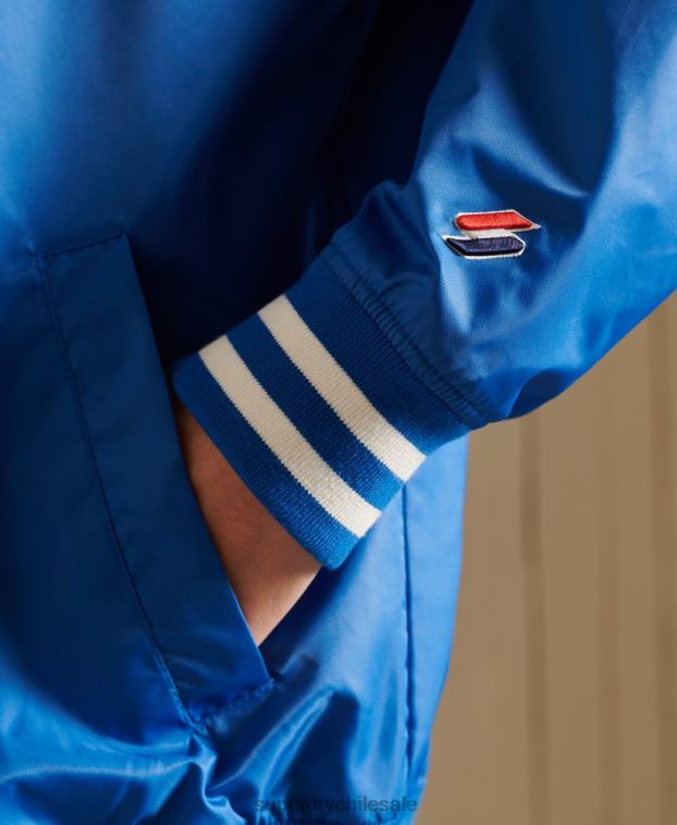 mujer Superdry azul chamarra de béisbol universitaria extragrande 2R68Z3852