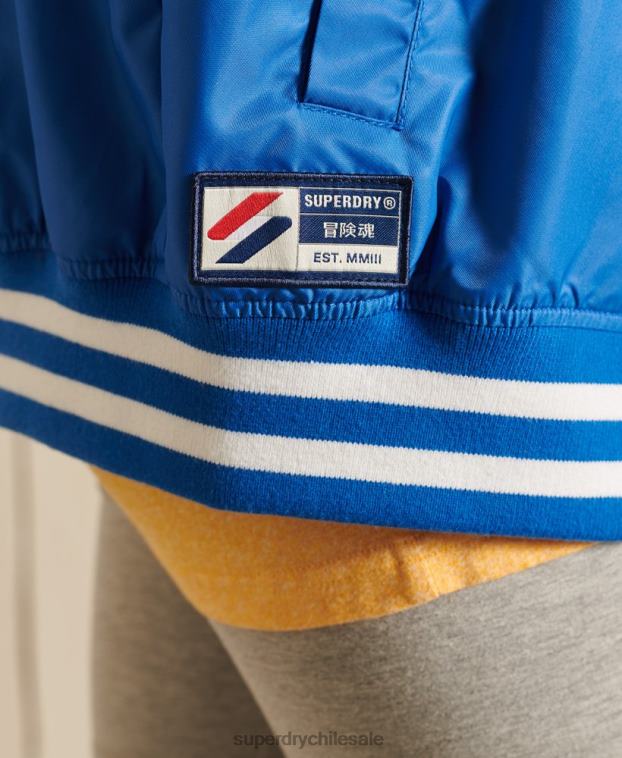 mujer Superdry azul chamarra de béisbol universitaria extragrande 2R68Z3852