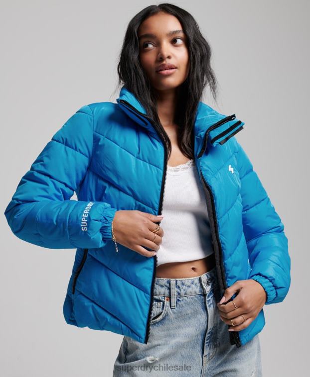 mujer Superdry azul chaqueta acolchada deportiva sin capucha 2R68Z3705