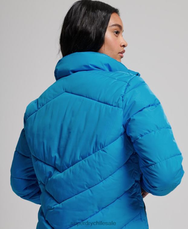 mujer Superdry azul chaqueta acolchada deportiva sin capucha 2R68Z3705