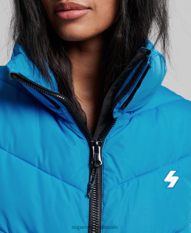 mujer Superdry azul chaqueta acolchada deportiva sin capucha 2R68Z3705