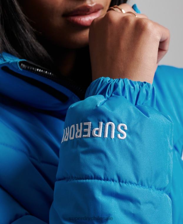 mujer Superdry azul chaqueta acolchada deportiva sin capucha 2R68Z3705