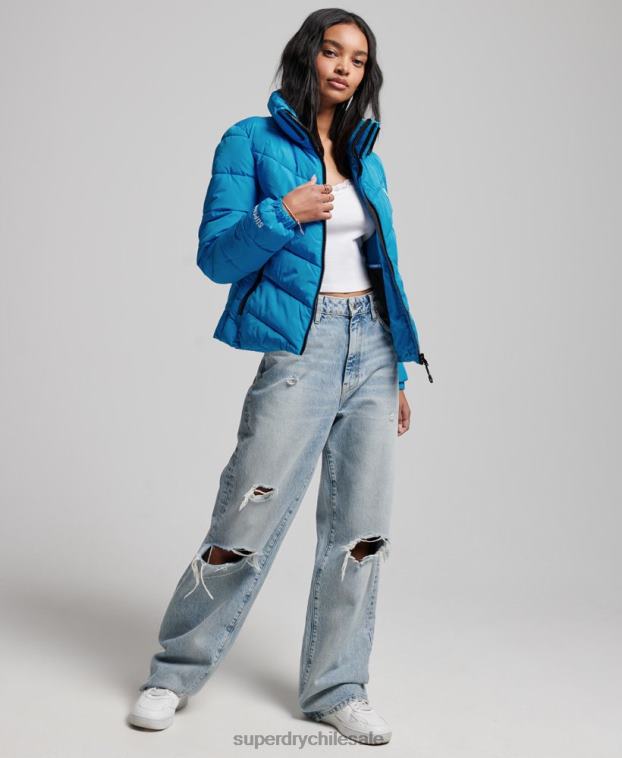 mujer Superdry azul chaqueta acolchada deportiva sin capucha 2R68Z3705