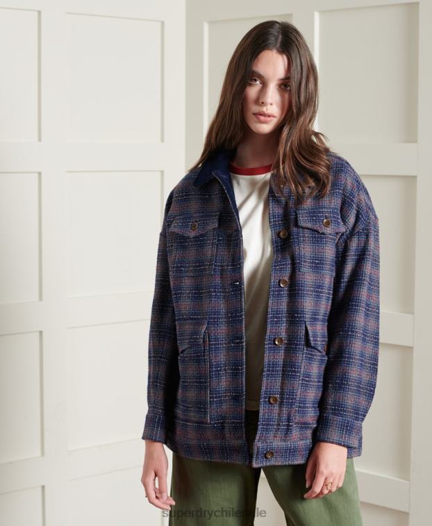 mujer Superdry azul chaqueta corta de lana seca de edición limitada 2R68Z5686