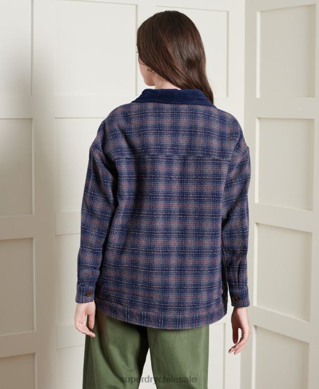 mujer Superdry azul chaqueta corta de lana seca de edición limitada 2R68Z5686