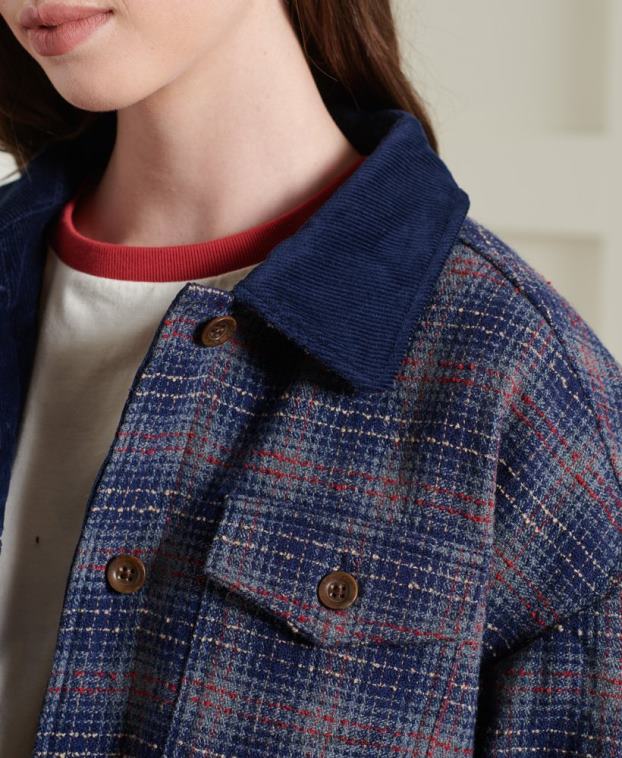 mujer Superdry azul chaqueta corta de lana seca de edición limitada 2R68Z5686