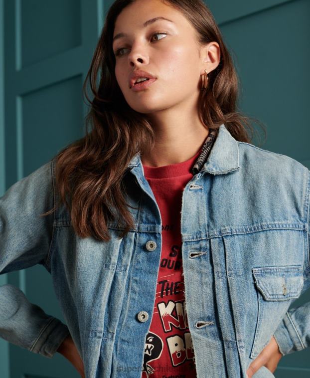 mujer Superdry azul chaqueta de trabajo japonesa seca de edición limitada 2R68Z3846
