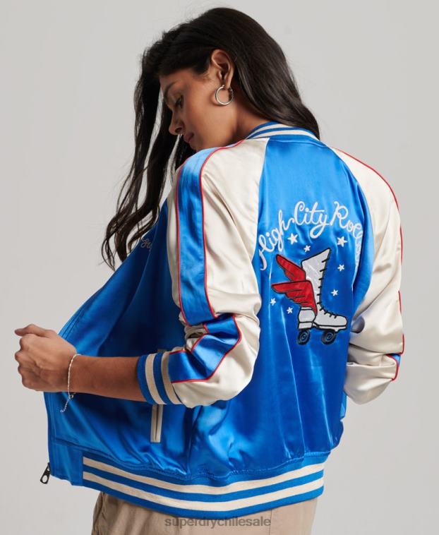 mujer Superdry azul chaqueta derby con ruedas 2R68Z2137