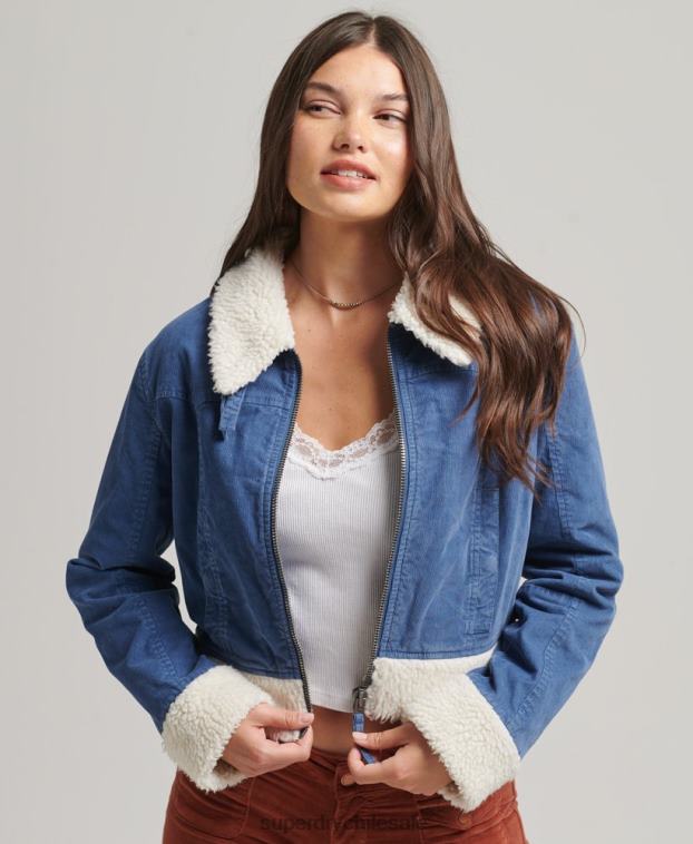mujer Superdry azul chaqueta indie con forro de borreguito 2R68Z5557