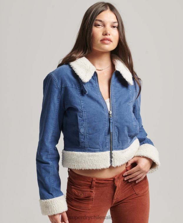 mujer Superdry azul chaqueta indie con forro de borreguito 2R68Z5557