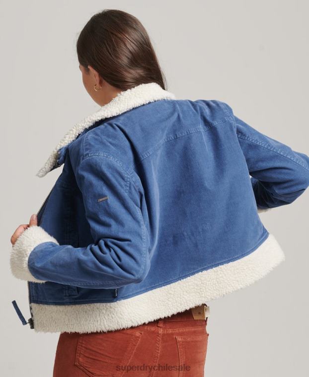 mujer Superdry azul chaqueta indie con forro de borreguito 2R68Z5557