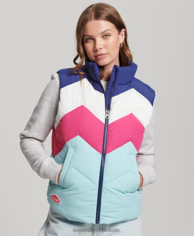 mujer Superdry azul claro chaleco acolchado con panel retro 2R68Z5473