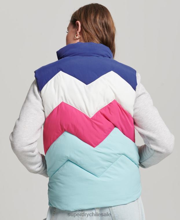 mujer Superdry azul claro chaleco acolchado con panel retro 2R68Z5473