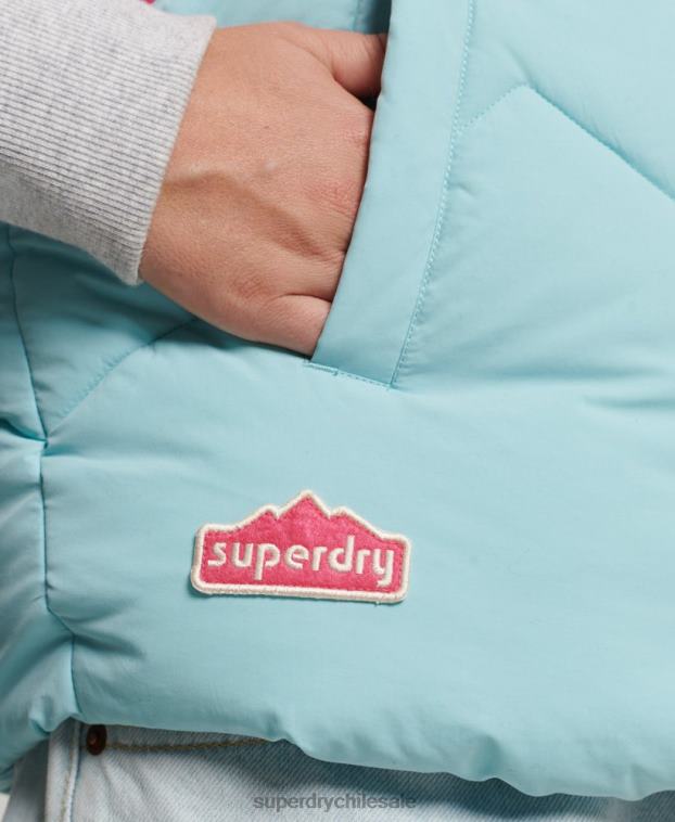 mujer Superdry azul claro chaleco acolchado con panel retro 2R68Z5473