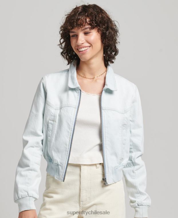 mujer Superdry azul claro chamarra de mezclilla indie club 2R68Z3552
