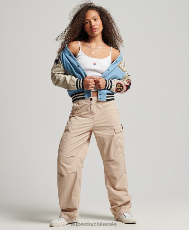 mujer Superdry azul claro chamarra de mezclilla universitaria vintage 2R68Z3514