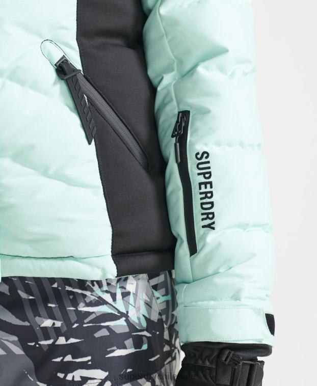 mujer Superdry azul claro chaqueta acolchada de nieve de lujo 2R68Z5460