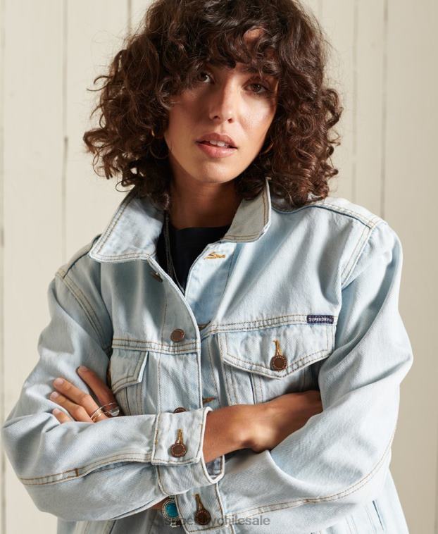 mujer Superdry azul claro chaqueta de camionero de novio 2R68Z5615