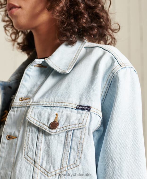 mujer Superdry azul claro chaqueta de camionero de novio 2R68Z5615