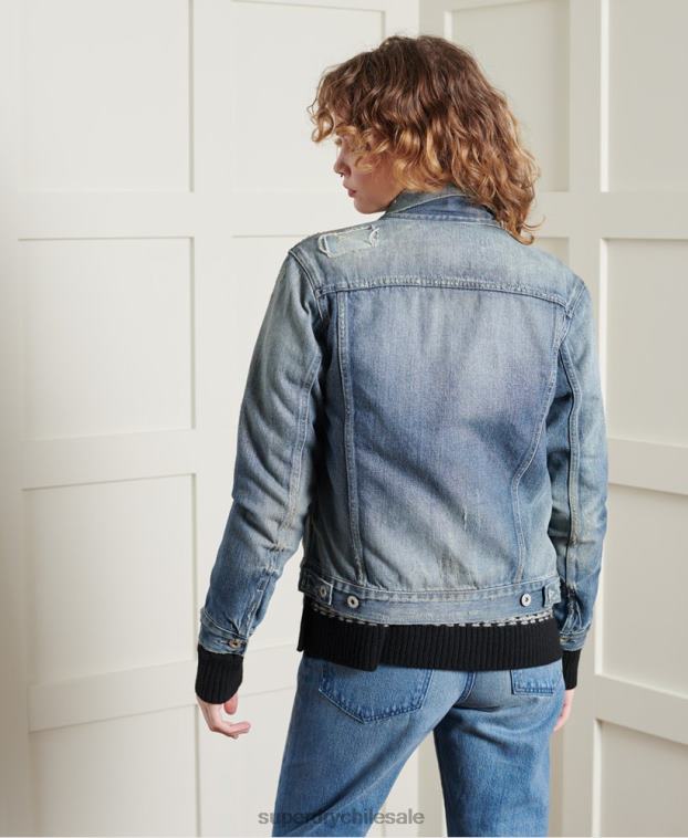 mujer Superdry azul claro chaqueta de camionero japonesa seca de edición limitada 2R68Z3841