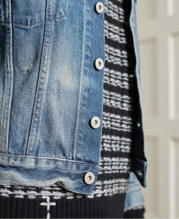 mujer Superdry azul claro chaqueta de camionero japonesa seca de edición limitada 2R68Z3841