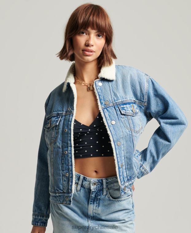 mujer Superdry azul claro chaqueta sherpa de novio 2R68Z5680
