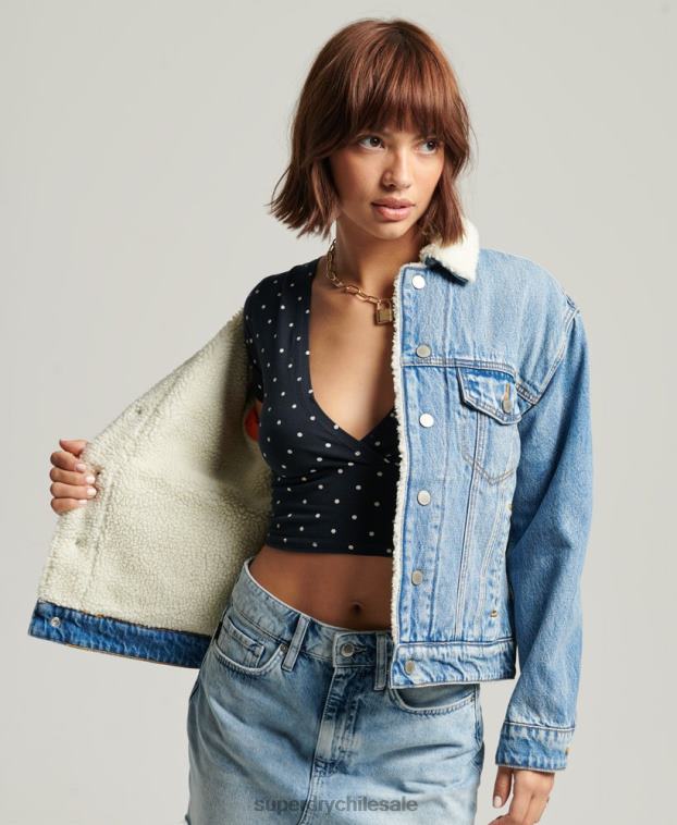 mujer Superdry azul claro chaqueta sherpa de novio 2R68Z5680