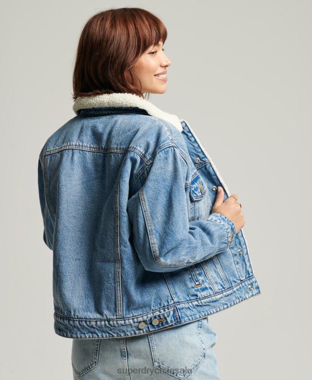 mujer Superdry azul claro chaqueta sherpa de novio 2R68Z5680