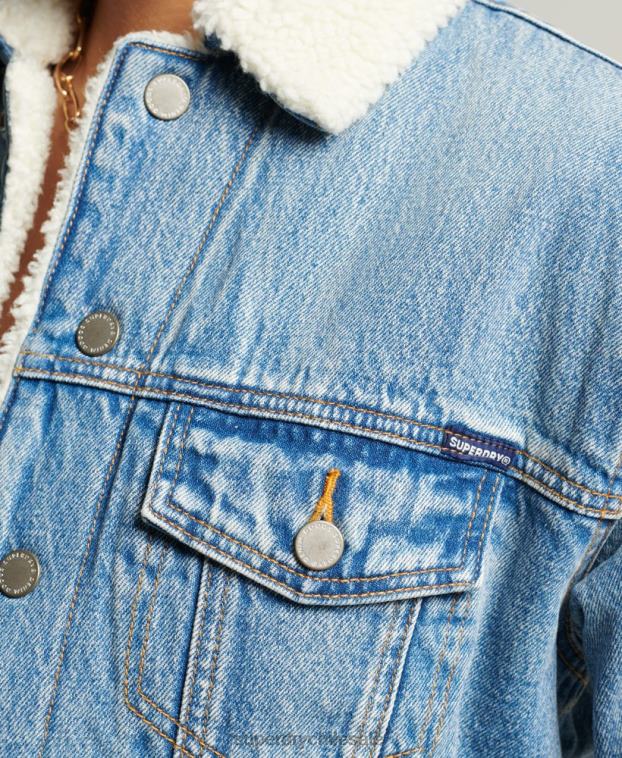 mujer Superdry azul claro chaqueta sherpa de novio 2R68Z5680