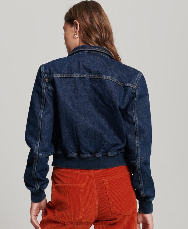 mujer Superdry azul oscuro chamarra de mezclilla indie club 2R68Z3589