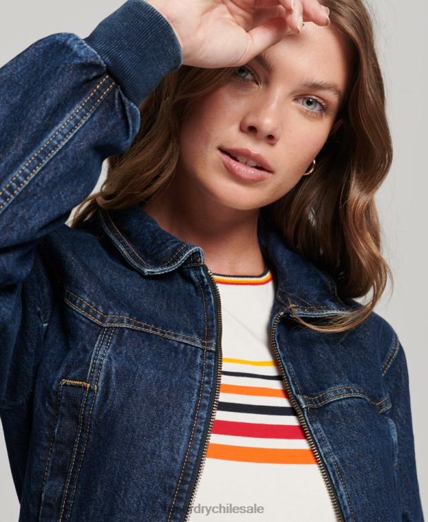 mujer Superdry azul oscuro chamarra de mezclilla indie club 2R68Z3589
